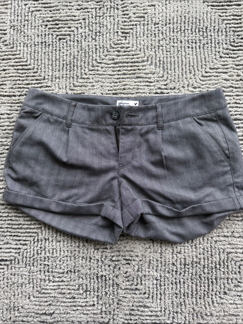 American Eagle Outfitters Gray High-Waist Cuffed Shorts
